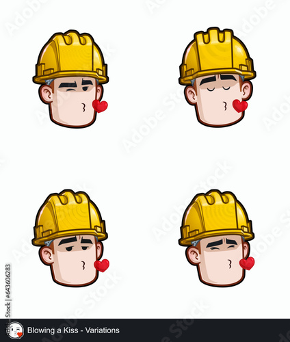 Construction Worker - Expressions - Affection - Blowing a Kiss - Variations