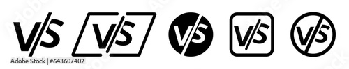 Set of versus vector icons. Vs, fight, duel, battle, compare or clash symbols. Vector 10 Eps.