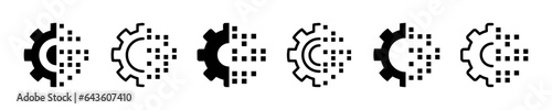 Set of digital transformation vector icons. Digitization of data. Technology gear. Vector 10 Eps.