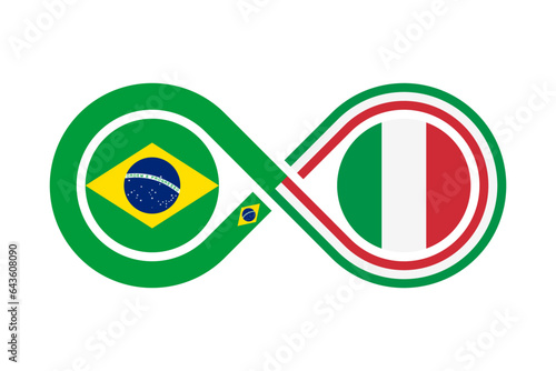 unity concept. brazilian portuguese and italian language translation icon. vector illustration isolated on white background