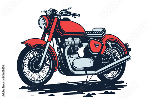 Classic motorcycle vector illustration. Motor bike for logo, biker club emblem, sticker, t shirt design print.