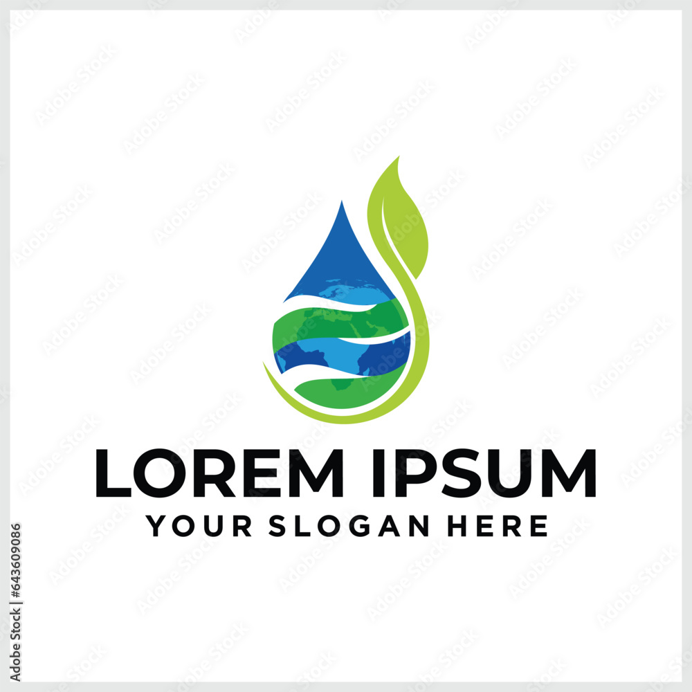 Eco Water drop leaf Logo design vector template. Natural mineral clear ecology water aqua Logotype. Green Energy concept icon. Eco Water drop leaf Logo design vector template. Natural mineral clear ecology water aqua Logotype. Green Energy concept icon.