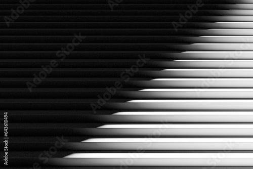 A long architectural staircase upstairs in the shade.