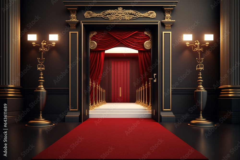 VIP luxury entrance with red carpet generative ai Stock Illustration ...