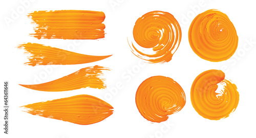 Collection Of Paint Brush Stroke Ochre Yellow Watercolour