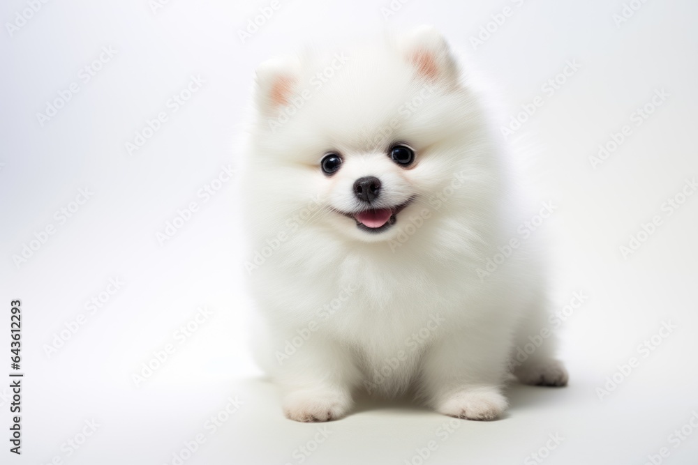 dog cute one white spitz on white background dog cute one white spitz on white background