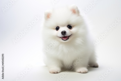 dog cute one white spitz on white background © Aksana