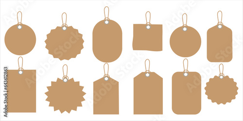 Set of blank paper price tags. Design elemets