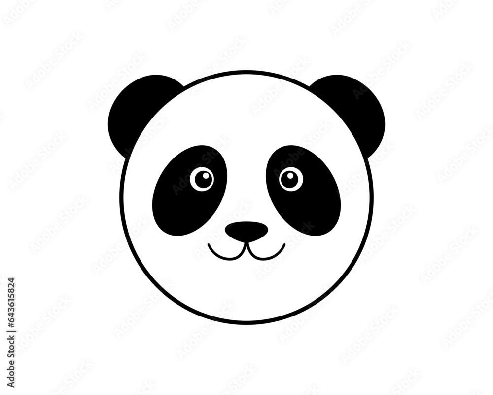 Cute panda with smiling face vector logo Cute panda with smiling face vector logo