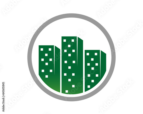 City building inside the circle logo