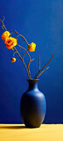 Yellow Flowers in a  minimalist Vase on a Wooden Surface,still life with yellow flowers,vase with flowers