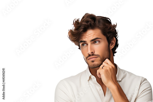 man thinking face isolated on white