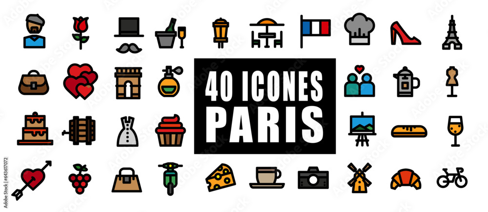 Vetor de Icones picota pictogrammes et symboles paris, tourisme ...