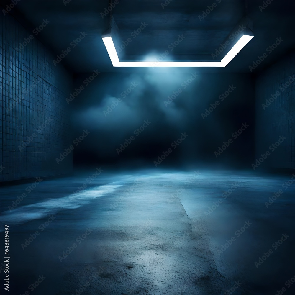 In the heart of a dark and mysterious street, an abstract dark blue background sets the stage for an eerie and empty scene. For product display