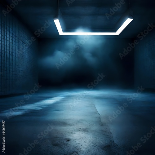 In the heart of a dark and mysterious street, an abstract dark blue background sets the stage for an eerie and empty scene. For product display