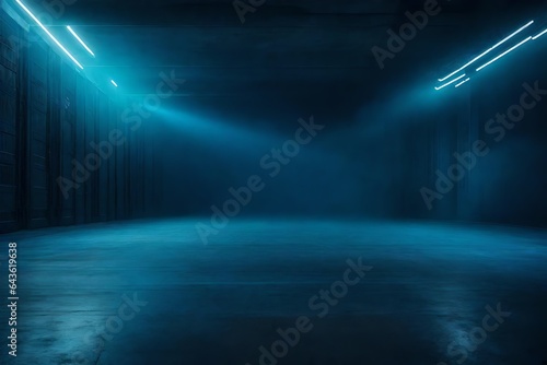 In the heart of a dark and mysterious street, an abstract dark blue background sets the stage for an eerie and empty scene. For product display