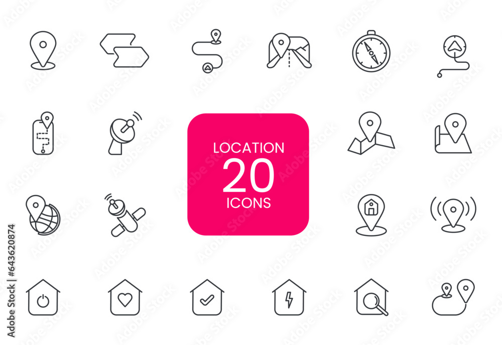 Target pin point icon set. Red map location pointer icon symbol sign