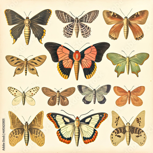 Vintage Illustration of Butterflies and Moths © Moon