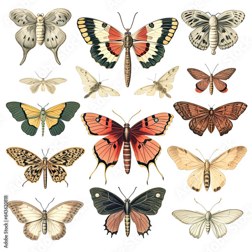 Vintage Illustration of Butterflies and Moths © Moon