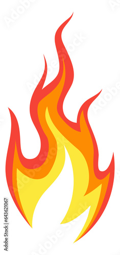 Fire heat icon. Burning cartoon orange flame