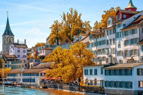 panoramic view at the old town of zurich photo