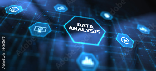 Big data analytics analysis technology concept on screen.