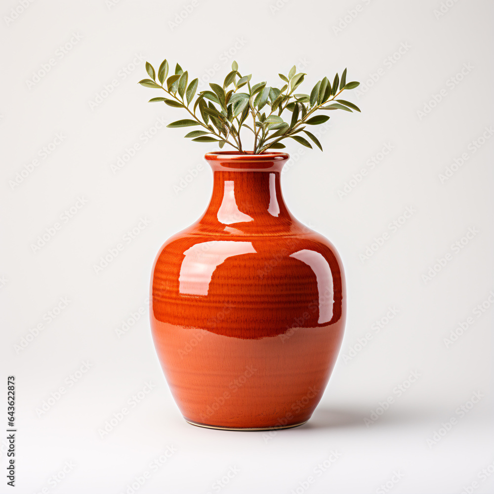 Terracotta clay vase showcased against a white backdrop.. Terracotta clay vase showcased against a white backdrop..