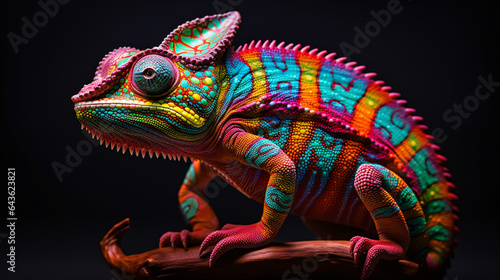 The chameleon's captivating color shifts from one shade to another.....