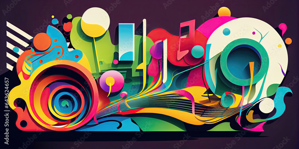 Flat vector style abstract music background corporate illustration