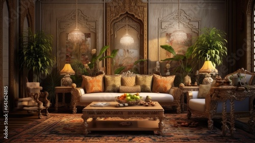 Classic Indian Living Room. Cultural Richness in Stunning Detail