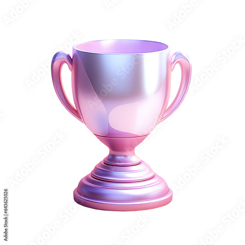 Cute championship trophy cup in cartoon clay toy style, pastel colors, isolated on white background. 3d render illustration isometric detailed icon clipart. Png with transparent background, cutout.