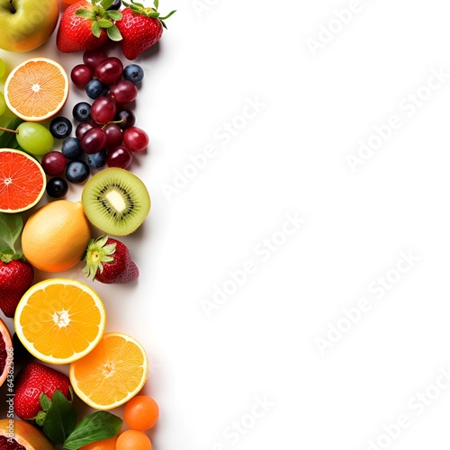 collection of various fruits with white background copy space  ai generative