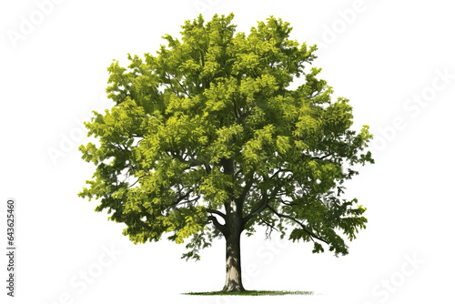 Basswood tree with green leaves and yellow flowers isolated on transparent background
