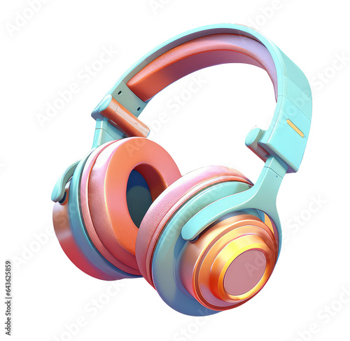 Cute headphones in cartoon clay toy style, pastel colors, isolated on white background. 3d render illustration isometric detailed icon clipart. Png with transparent background, cutout.
