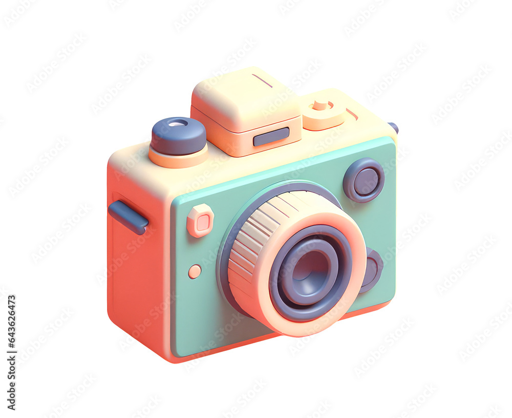 Cute photo video camera in cartoon clay toy style, pastel colors, isolated on white background. 3d render illustration isometric detailed icon clipart. Png with transparent background, cutout. Cute photo video camera in cartoon clay toy style, pastel colors, isolated on white background. 3d render illustration isometric detailed icon clipart. Png with transparent background, cutout.