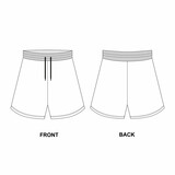 Technical sketch of short shorts isolate on a white background. Sketch of sports shorts front and back views. Outline drawing of shorts with white elastic.