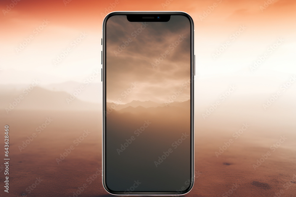 Smart Cellphone in Orange Sandy Desert, Generative AI