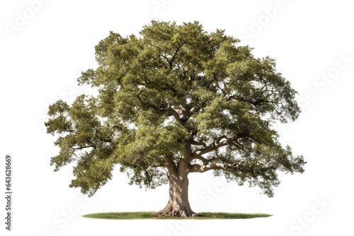 American elm tree PNG with green leaves and brown trunk isolated on transparent Background
