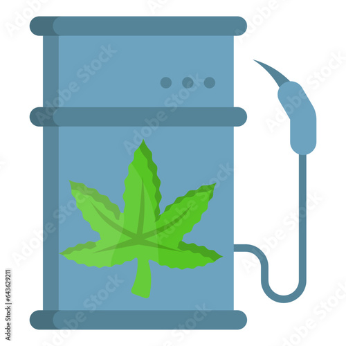 hemp biofuel drum concept, biomass oil with nozzle vector color icon design, Cannabis and marijuana symbol, thca and cbdasign, recreational herbal drug stock illustration