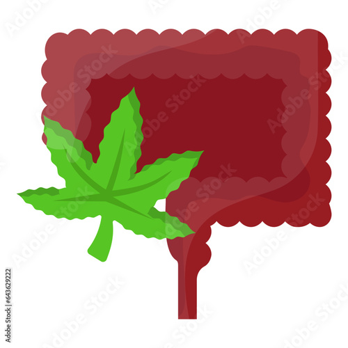 treating digestive illnesses with cannabinoid concept, Gut feelings endocannabinoid vector color icon design, Cannabis and marijuana symbol, thca and cbdasign, recreational herbal drug illustration