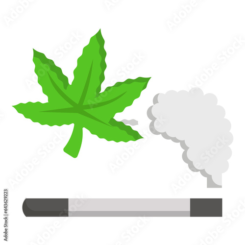colloquially or smoking weed concept, Cannagar vector color icon design, Cannabis and marijuana symbol, thca and cbdasign, recreational herbal drug stock illustration