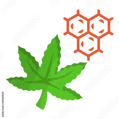 hemp plant science concept,   chemistry and substances vector color icon design, Cannabis and marijuana symbol, thca and cbdasign, recreational herbal drug stock illustration