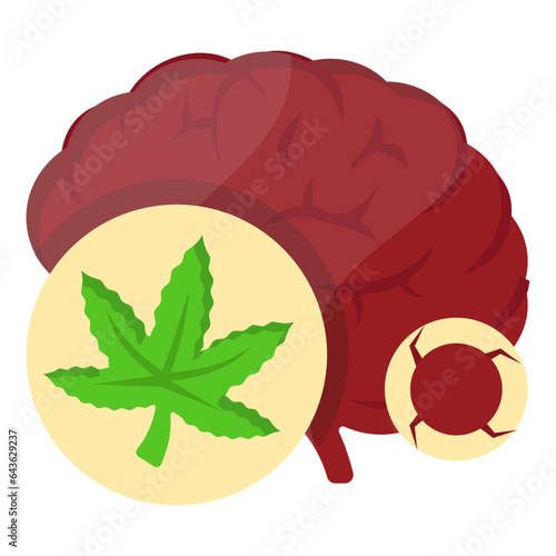 psychoactive and therapeutic effects of Hemp concept, altered state of consciousness vector color icon design, Cannabis and marijuana symbol, thca and cbdasign, recreational herbal drug illustration