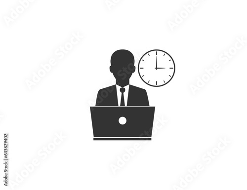 Overtime working icon. Vector illustration.