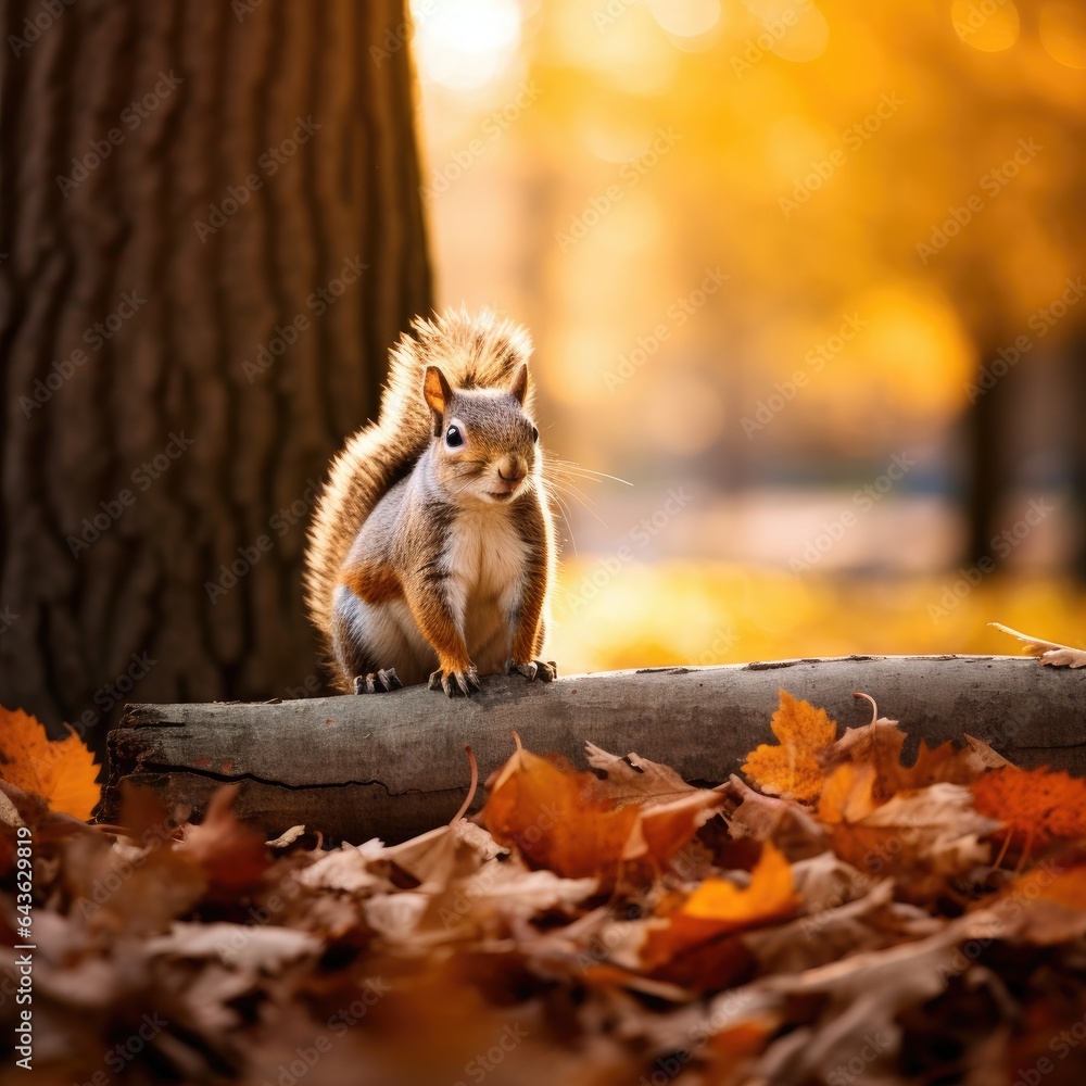 squirrel in the autumn park
