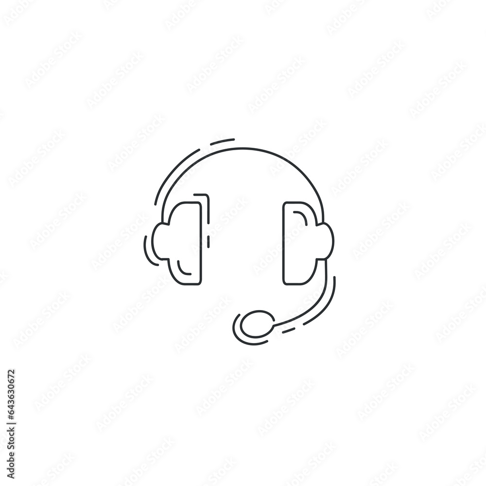 Headphones earphones line icon. call center thin line icon. Headphones earphones line icon. call center thin line icon.