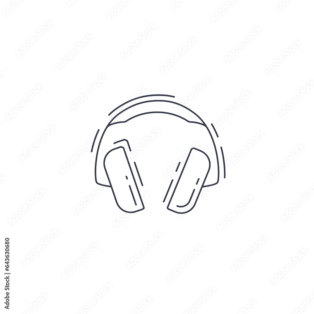 Headphones earphones line icon. Headphones thin line icon. Headphones earphones line icon. Headphones thin line icon.