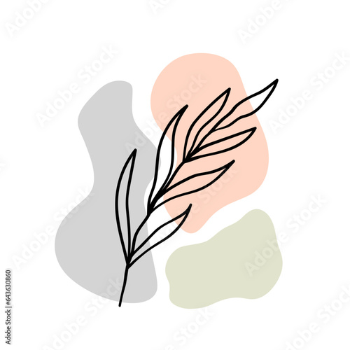 Abstract hand drawn card with floral shapes. Pastel colored freehand backgrounds. Contemporary art poster. EPS 10 vector illustration