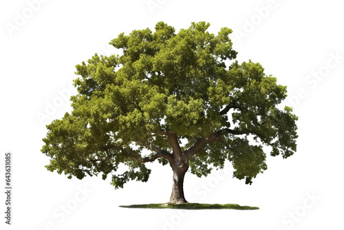 Tree with green leaves and brown trunk over the transparent background