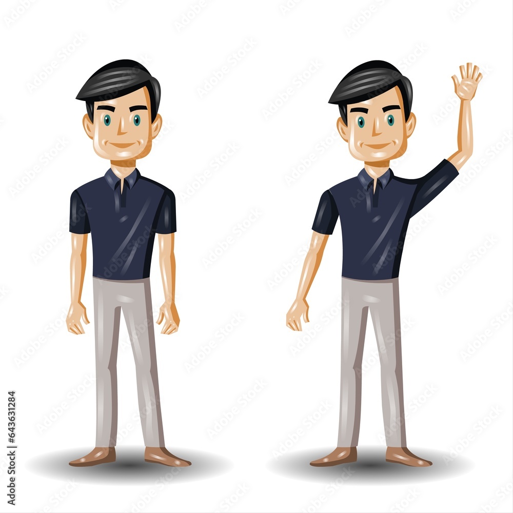Vector illustration of a young man isolated on a white background. Cartoon character.